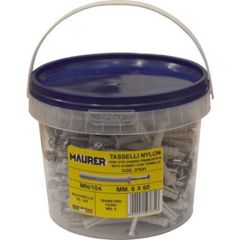 TASSELLI NYLON MAURER C/VITE A CHIODO Ø6X40MM MN SECCHIELLO 100 PZ