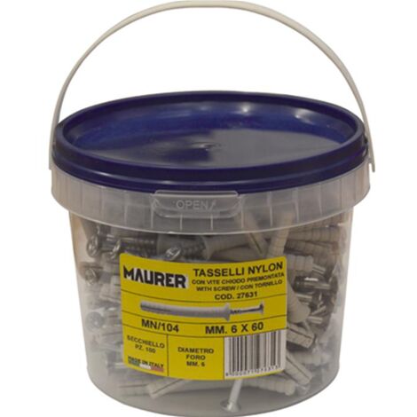 TASSELLI NYLON MAURER C/VITE A CHIODO Ø6X60MM MN SECCHIELLO 100 PZ