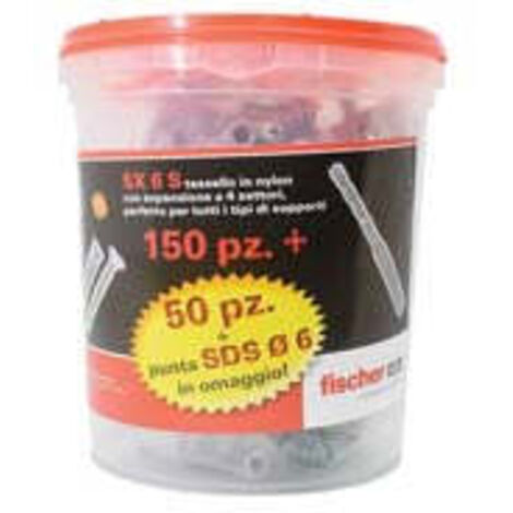 Tasselli SX Plus 6S – 6×30 mm 200 pcs avec vis – Fischer
