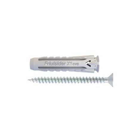 TASSELLO IN NYLON UNIVERSALE VITE TPS TRUCIOLARE ZINCATA BIANCA X1 EVO- - ø mm.10x50 vite ø mm.6x60 spes.fissaggio mm.5 - 25 pezzi FRIULSIDER