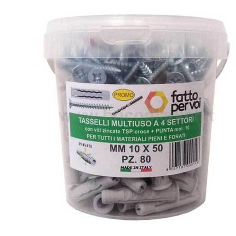 Jolly - Tasselli in Nylon 10 x 50 mm con Viti e