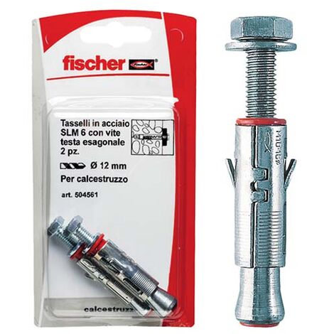 Tassello multiuso in acciaio con testa esagonale Fischer slm 6 te k Ø 6 mm 2 pz