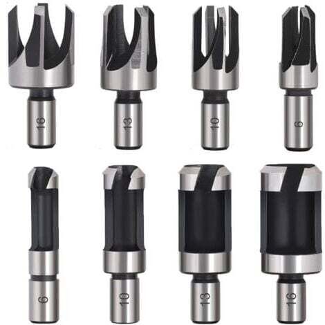 Tassello per legno 8 pezzi HSS Punte per trapano per legno Tassello per taglio legno Punte per trapano Tassello per legno 6 mm / 10 mm / 13 mm / 16 mm Piccola fresa per legno per trapano INHHUB