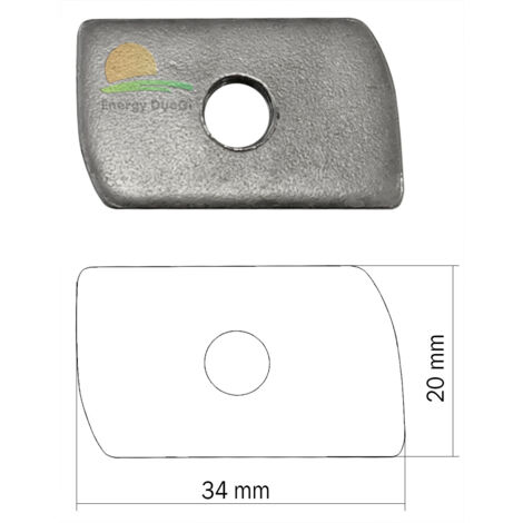 Tassello scorrevole per fissaggio componenti fotovoltaico, 34 x 20 x 4 mm, filettatura M8