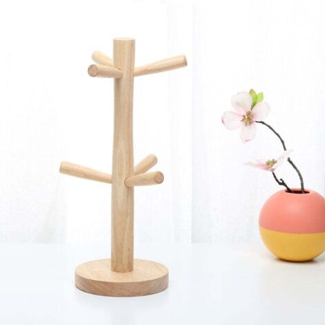 Tassenbaum aus Holz mit 6 Zweigen, Tassenbaum aus Holz, Tassenhalterbaum zur Aufbewahrung zu Hause