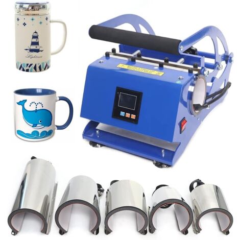 Tassenpresse Mug Sublimationspresse 600W - 200 ℃ Heisspresse Hitzepresse mit 6 Untersetzer Transferpresse Tassen Bedrucken Multifunktionale Sublimations-Drucker Becherdruckmaschine für Kaffeetasse