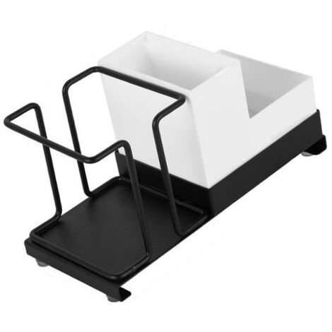 Tassenspender mit Teeaufbewahrung: Multifunktionaler Organizer für Kaffee, Zucker und Milch (PP und Carbon, 20 cm) – Schwarz