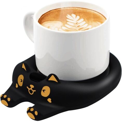 Tassenwärmer, Kaffeewärmer fürs Büro, Kaffeetassenwärmer, automatische Abschaltung, intelligenter Kerzenwärmer mit 3 Temperaturstufen, elektrischer Getränkewärmer (schwarz)