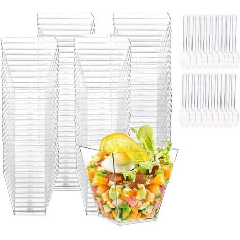 Tasses à Dessert, 50Pcs 60ml/2oz Coupes Gobelets Mini Tasses à Dessert Gobelets Verrines à Dessert Réutilisables pour Mousse,Tiramisu,Anniversaire