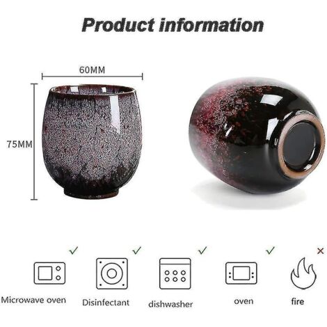 Tasses à thé japonaises, service à thé en céramique, ensemble de 4 tasses artisanales, multicolores, tasses en céramique émaillée à la flamme, pour la maison, le bureau, cadeaux, tasses à saké