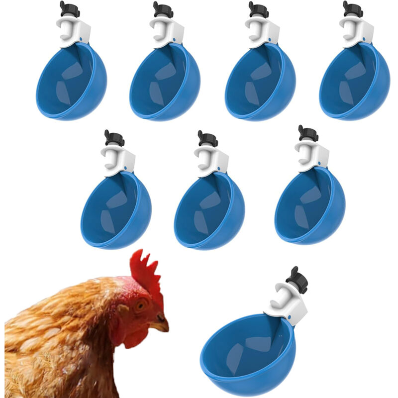 Tasses d'abreuvement professionnelles pour poulet, 8 paquets de grande mangeoire à eau pour poulet, abreuvoir pour volaille adapté aux animaux