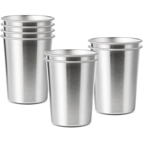 Tasses en Acier Inoxydable 350 ML de Qualité Supérieure, 8 PCS Tasses à Boire Empilables, Tasses Mugs en Métal Incassables Gobelets en Acier Inoxydable pour Enfants et Adultes, Argent