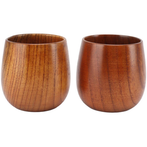 Tasses en Bois Artisanales Écologiques pour Thé, Café, Vin et Boissons Chaudes - Lot de 2