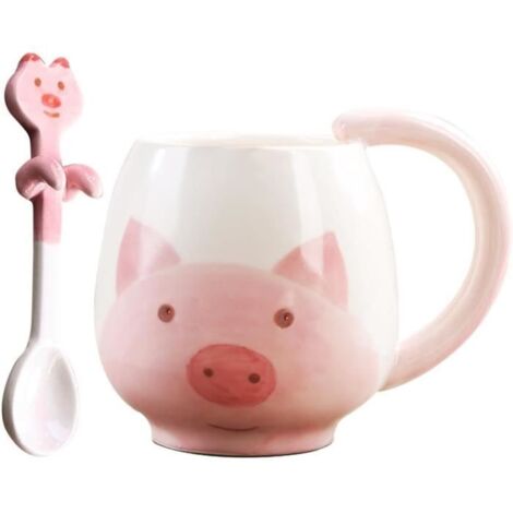 Tasse,Tasse de cochon mignonne,Tasse avec cuillère,400 ml,Cadeau mignon pour café,thé - Cadeau pour la Saint-Valentin,anniversaire