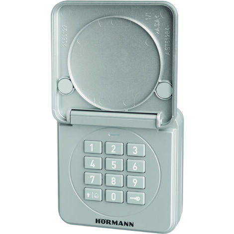 Tastiera a radiocodice Hörmann FCT 10-1 BS (868 MHz, per un massimo di 10 azionamenti per cancelli, tastiera illuminata, coperchio ribaltabile, colore RAL 9006) 4511861