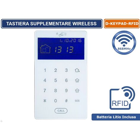 TASTIERA KEYPAD-RFID WIRELESS 868 MHZ TOUCH SCREEN PER CENTRALE DEFENDER