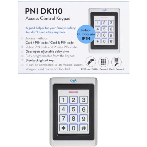 Tastiera per controllo accessi PNI DK110, stand alone, esterno e interno, IP54