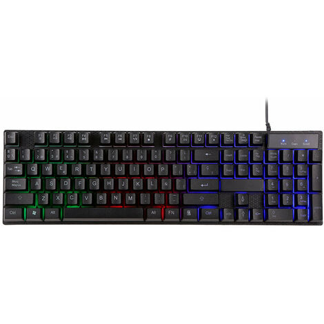 Tastiera spagnola cablata 104 tasti Tastiera da gioco retroilluminata ergonomica a grandezza naturale per computer desktop nero