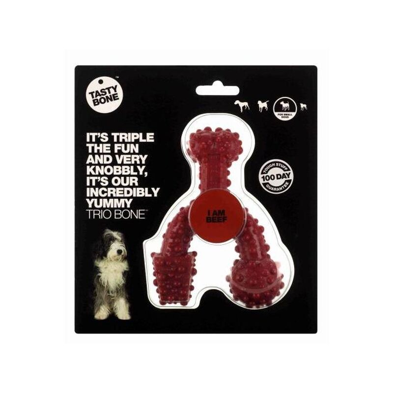 

Tasty Trio Bone mordedor para perro sabor Ternera - Small Large