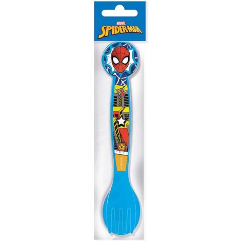 TATAWAY Marvel Set 2 posate blu per bambini in plastica Spiderman Uomo Ragno