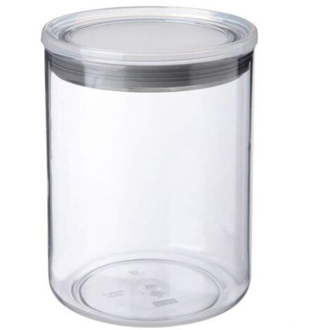 Tatay Barattolo da cucina, Capacità 1,5L, Ermetico, Senza BPA, Lavabile in lavastoviglie, Trasparente - Grigio. Misura 12,5 x 12,5 x 17 cm