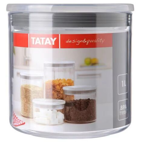 Tatay Bote de Cocina Redondo 1L con Cierre Hermético a Presión 1 Lt