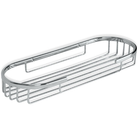 TATAY Cestillo ovalado Krom, pequeño formato, diseño funcional, con abertura frontal, fabricado en laton cromado y acero inox.