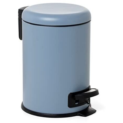 TATAY Cestino Bagno con Pedale 3L  Chiusura Ammortizzata  Secchio Interno Compatto Estraibile  Acciaio Inossidabile Resistente  Perfetto per Bagni Piccoli – Blue Mist