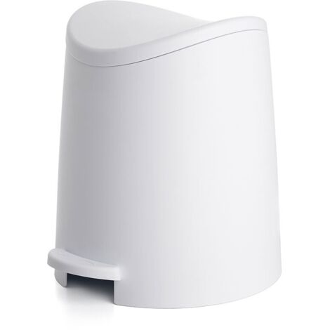 PLASTICOS TATAY Pattumiera da Bagno Moderna Colore Bianco con Pedale e Coperchio