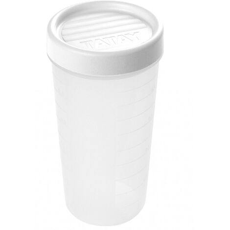 TATAY-Contenitore per alimenti con chiusura a vite, 0,6 L, in plastica, 8,5 x 8,5 x 16,5 cm, Plastica, bianco, 0.6L