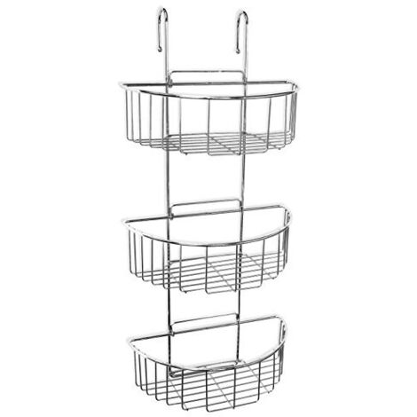 TATAY Mensola per doccia in Metallo Cromato, con 3 cestini, ideale per essere appeso al box doccia. 27,5 x 15 x 60 cm