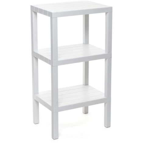 TATAY Mensola Rettangolare Lombok, 3 Altezze, Polipropilene, Senza BPA , Finitura Effetto Legno, Tamponi Antiscivolo, Max 10 kg per Ripiano, Facile Assemblaggio, Misure 38 x 29 x 73.5 cm, Bianco