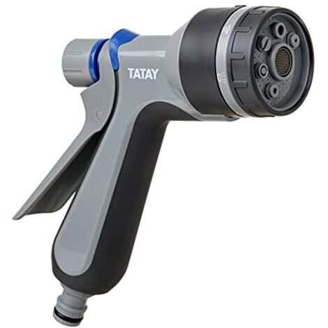 Tatay Pistola Premium per irrigazione, Connettore Universale, 7 Posizioni, Regolatore, Protezione Solare, Installazione Facile, Colore Grigio/Nero