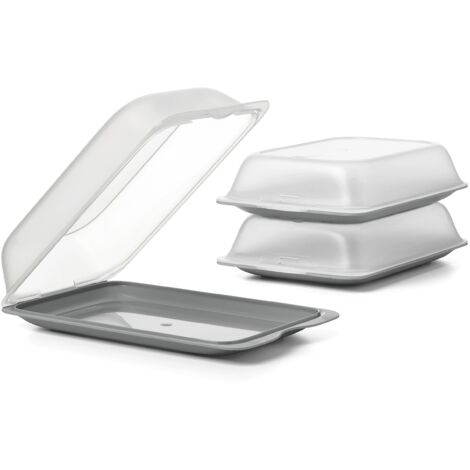 TATAY Porta Affettati per Frigorifero Fresh  Set di 3 Maxi  Contenitori per Alimenti, Impilabili  Adatti a Microonde, Congelatore e Lavastoviglie  Senza BPA, 17x6,2x25,2cm, Colore Grigio