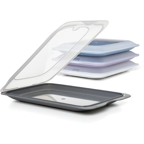TATAY Porta Affettati per Frigorifero Fresh Set di 4 Standard Contenitori per Alimenti, Impilabili Adatti a Microonde, Congelatore e Lavastoviglie Senza BPA, 17x3,2x25,2cm, Colori Pastello