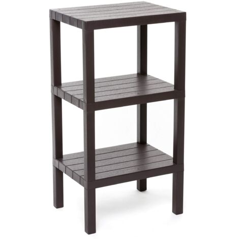 TATAY Scaffale Bagno a 3 Ripiani  Resistente all’Umidità  Inclusi Viti e Compatibile con Sistema Quick Fix  Per Interni ed Esterni  Portata fino a 30 kg – Modello Lombok – Marrone
