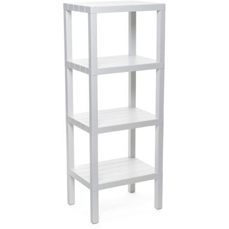TATAY Scaffale Bagno a 4 Ripiani  Resistente all’Umidità  Inclusi Viti e Compatibile con Sistema Quick Fix  Per Interni ed Esterni  Portata fino a 40 kg – Modello Lombok – Bianco