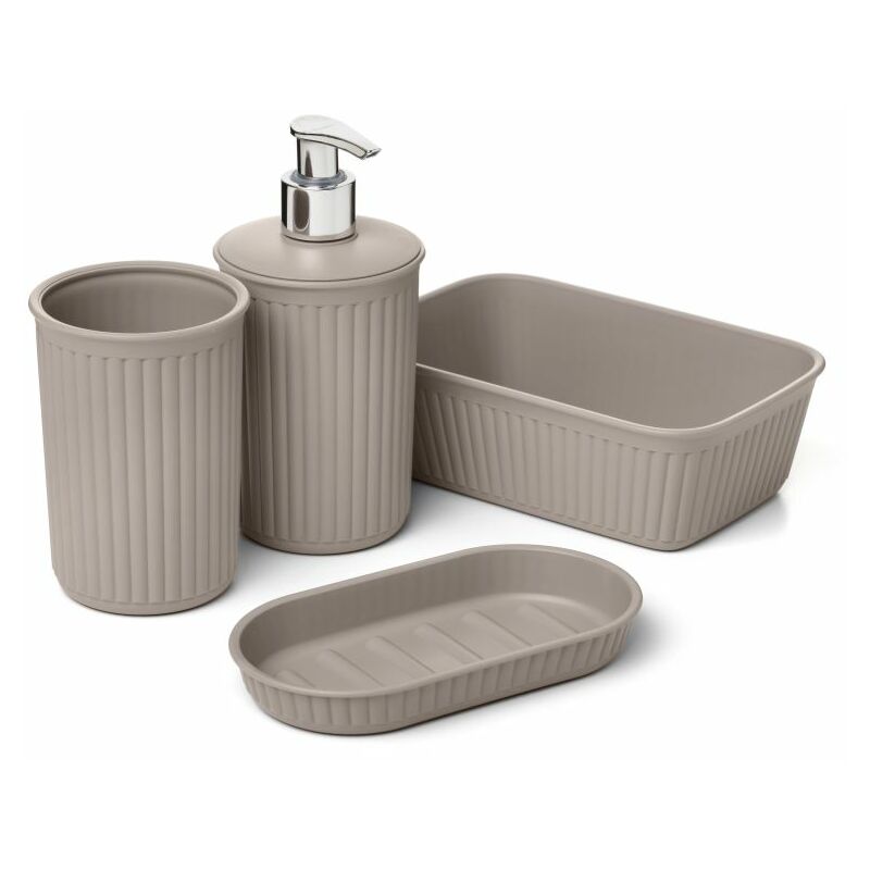 

Tatay Set de vaso+dosificador+jabonera+organizador Blanco Taupe 6391101