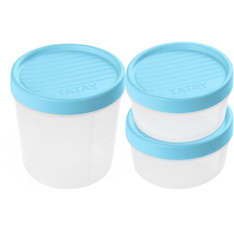 TATAY Set di 3 Contenitore Ermetico per Alimenti (2 x 0,5L, 1 x 1L), Coperchio a Vite, Senza BPA, Adatto per microonde e lavastoviglie, Colore Blu.