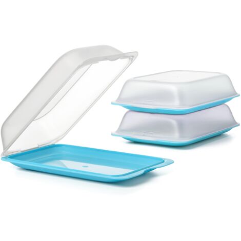 TATAY Set di 3 unità di Contenitori Alimentari per Salumi Fresh Maxi, Polypropylene, Turquoise, 17 x 6,2 x 25,2 cm
