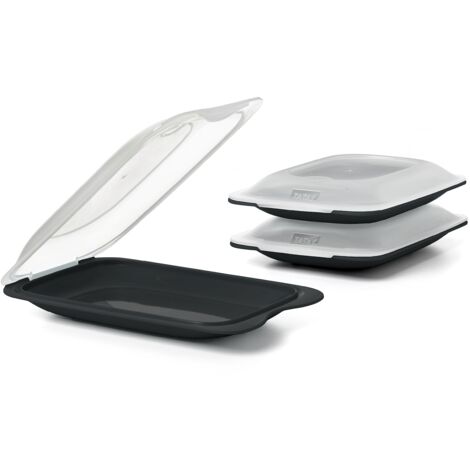 TATAY Set di 3 unità di Contenitori Alimentari per Salumi Fresh Mini, Polypropylene, Black, 12 x 3,1 x 18 cm