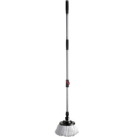 TATAY Twister fregona para cubo fregar con Sistema escurrido automático 360º 100% Microfibra, Metallo, Gris Y Negro, 1 Unidad (Paquete de 1)