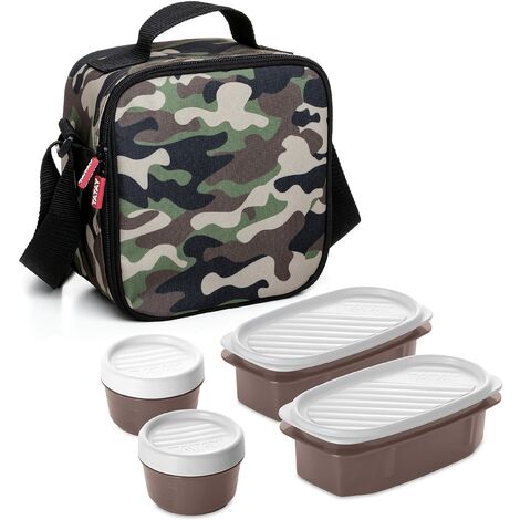 Tatay Urban Food Casual, Borsa Termica Porta Pranzo, 3L Capacità, con 4 Contenitori Alimentari, 2 x 0.5 L, 2 x 0.2 L, senza BPA, Verde (Camuffare), 22.5 x 10 x 22 cm