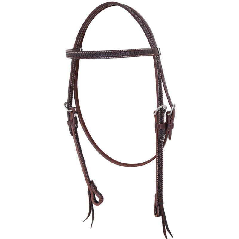 Taglia unica, Cognac: Tête de lit western en cuir piqué de serpent