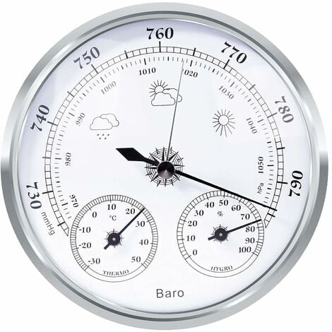 RUNLAIKEJI Baromètre Thermomètre Hygromètre Horloge, Manomètre Barométrique  pour la maison, Baromètre Analogique Station Météo Instruments