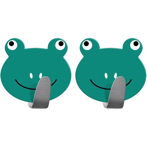 TATKRAFT FROGS - CROCHETS ADHÉSIFS INOX MURAL POUR CUISINE ET SALLE DE BAIN - MOTIF FANTAISIE EN FORME DE GRENOUILLES - PORTE MA