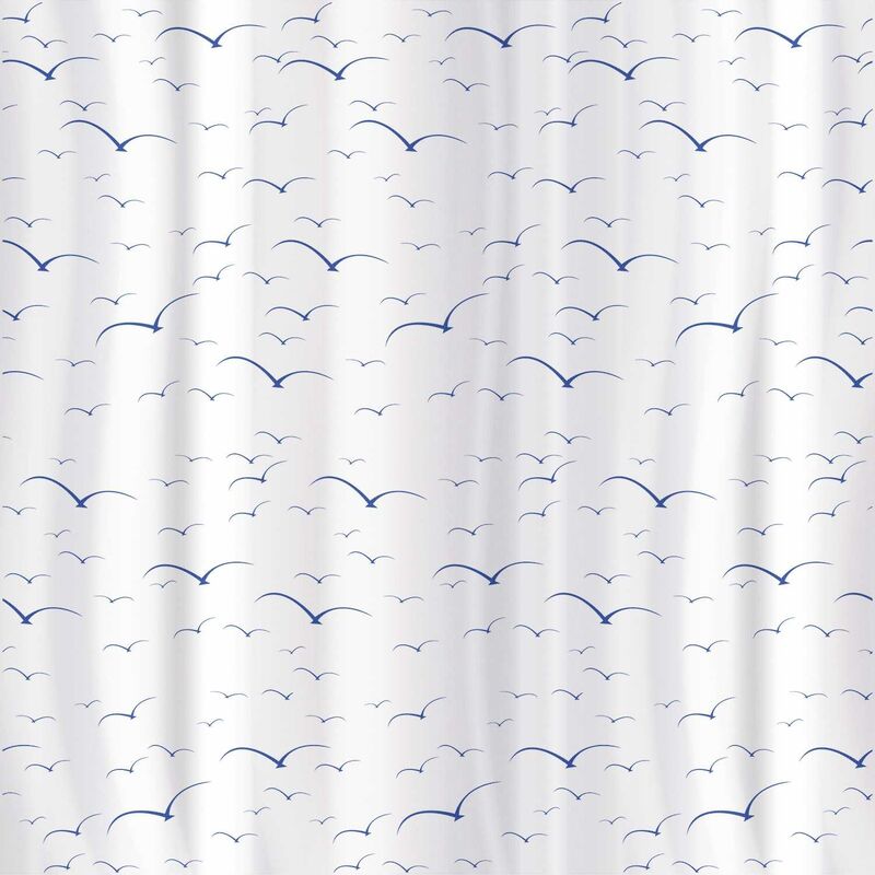 Seagulls rideau de douche 180 x 180 cm textile polyester avec 12 anneaux - Tatkraft