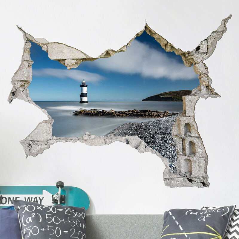 

Bilderwelten - Tatuaje de pared - 3D - Lighthouse in Wales - Apaisado 3:4 Dimensión LxA: 120cm x 160cm