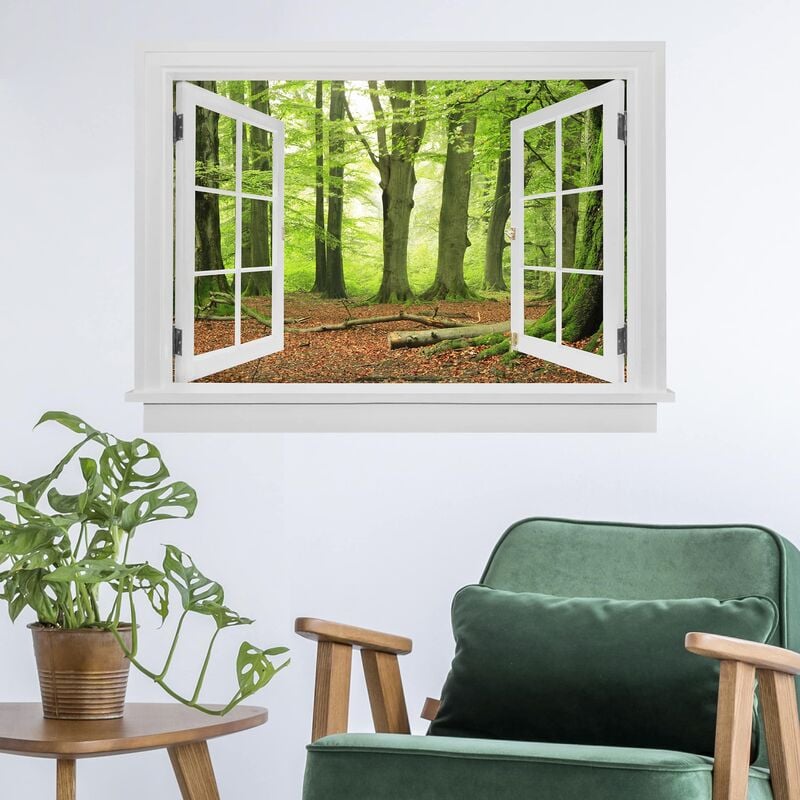 

Bilderwelten - Tatuaje de pared - 3D - Open Window Mighty Beech Trees Dimensión LxA: 75cm x 100cm