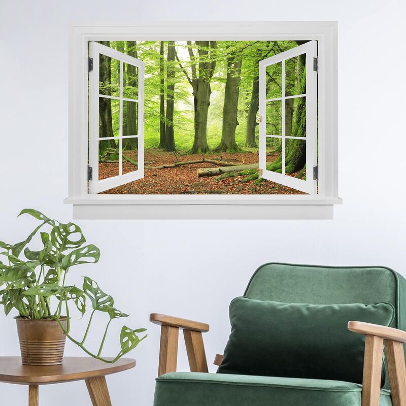 

Bilderwelten - Tatuaje de pared - 3D - Open Window Mighty Beech Trees Dimensión LxA: 130cm x 173cm